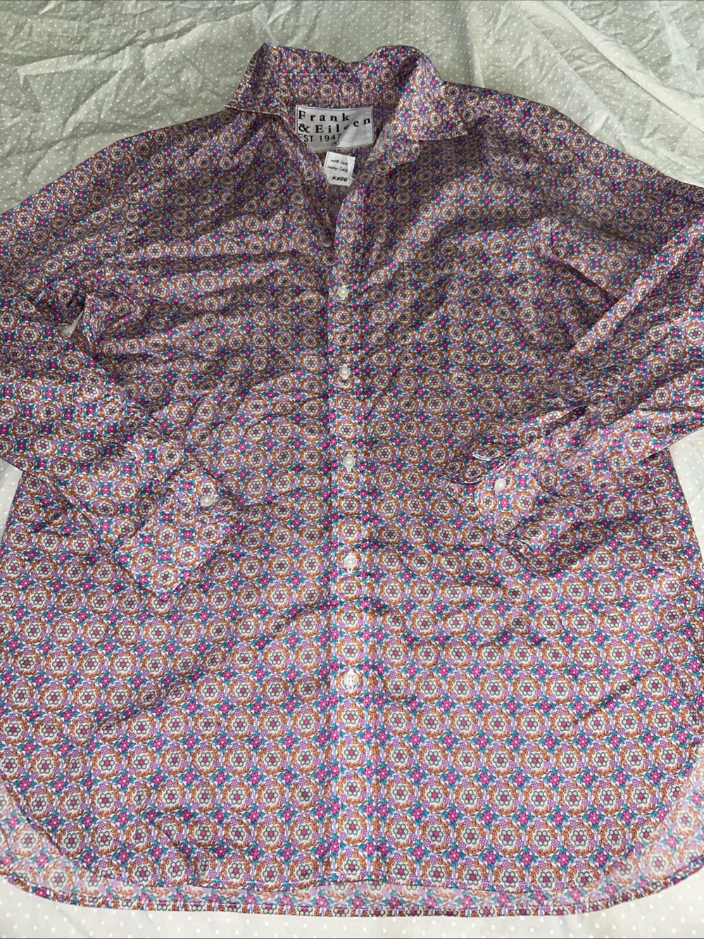 Frank & Eileen Button Up Joedy Shirt Womens S Pink Colorful Long Sleeve